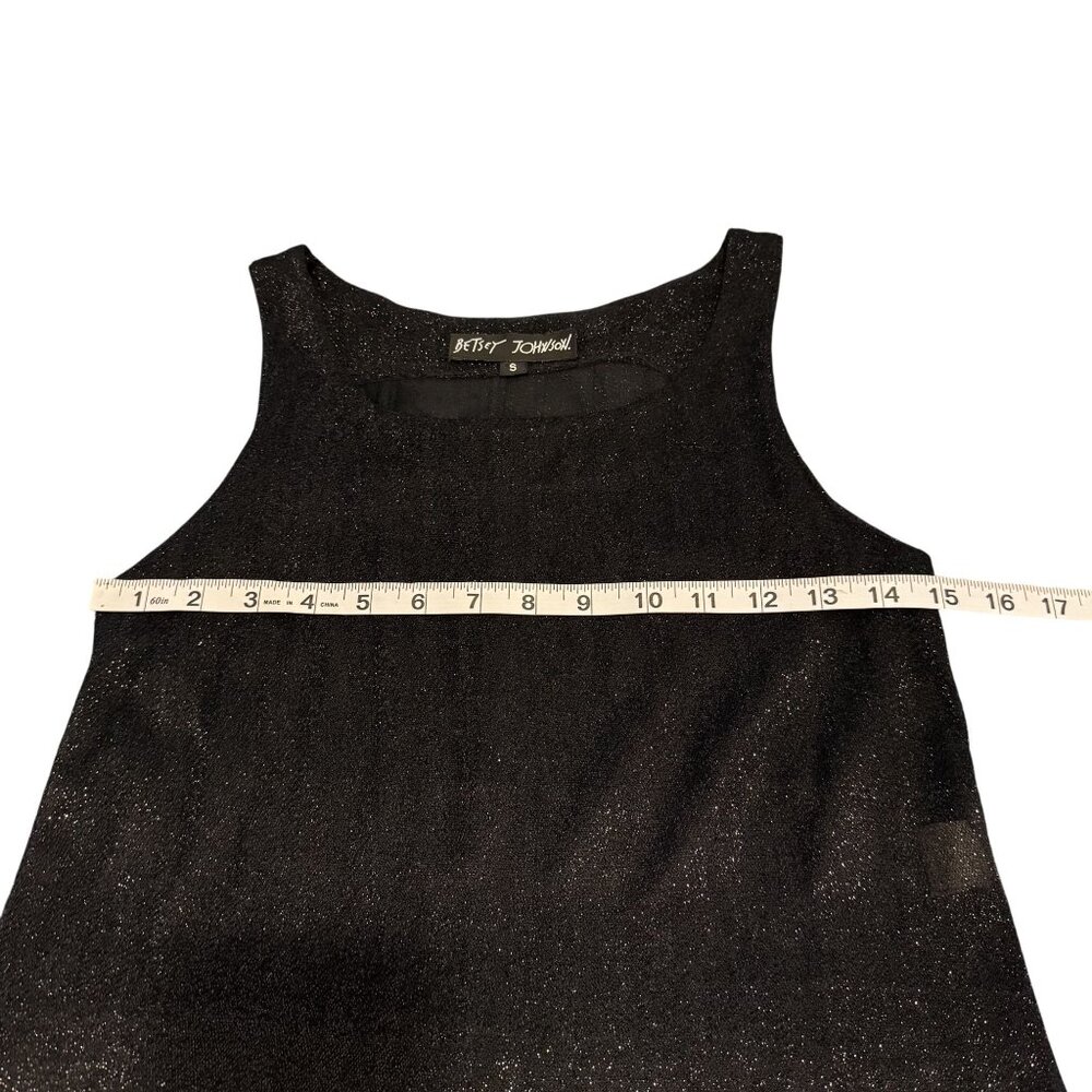 Vintage Betsey Johnson Womens Y2k 90s Black Glitter Sleeveless Mini Dress Size S - Picture 5 of 7